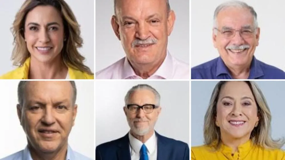 Na 1ª linha, da esquerda para direita: Soraya Thronicke, Geraldo Resende e Luiz Ovando. Na 2ª linha, da esqueda para direita, Junior Mochi, Antonio Vaz e Lia Nogueira