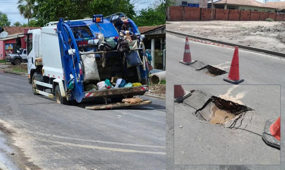 Caminhão de coleta foi retirado e o local foi sinalizado 